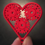 3D Printed Gear Heart Keychain